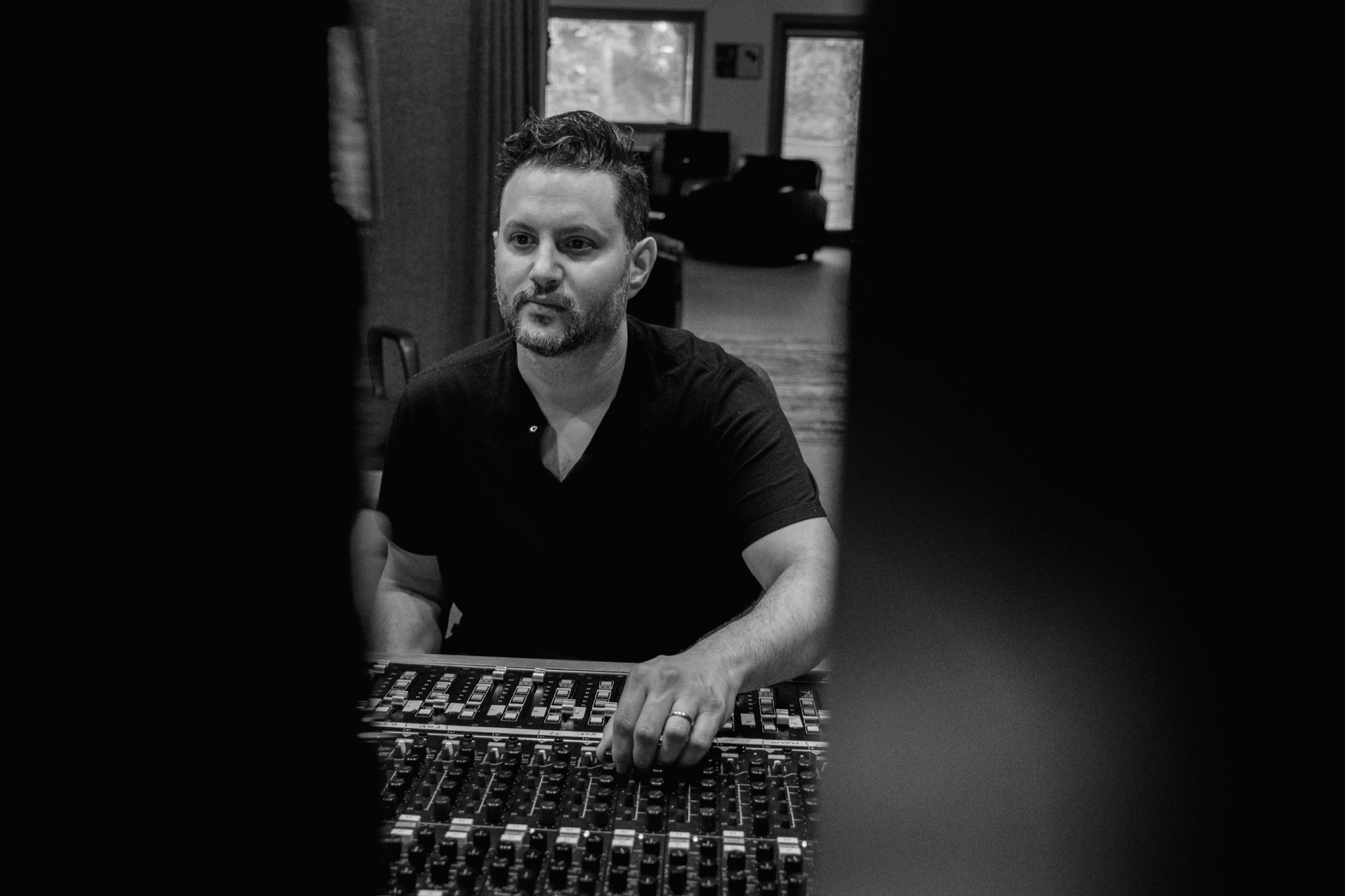 Matt Kass working at a recording console